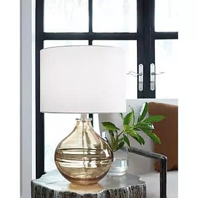 Amber Glass Base Table Lamp - HER Home Design Boutique